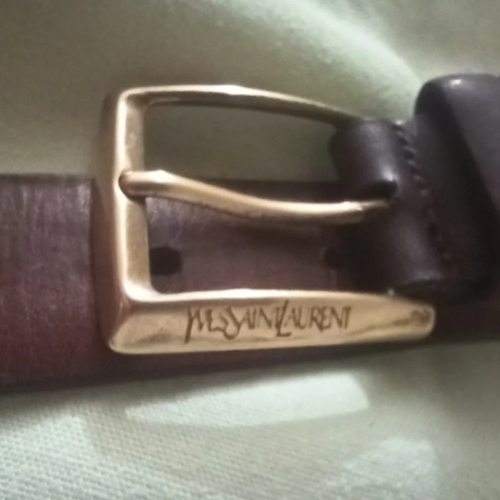 Yves Saint Laurent Dark Brown Belt with Solid Brass Buckle - Picture 8 of 8